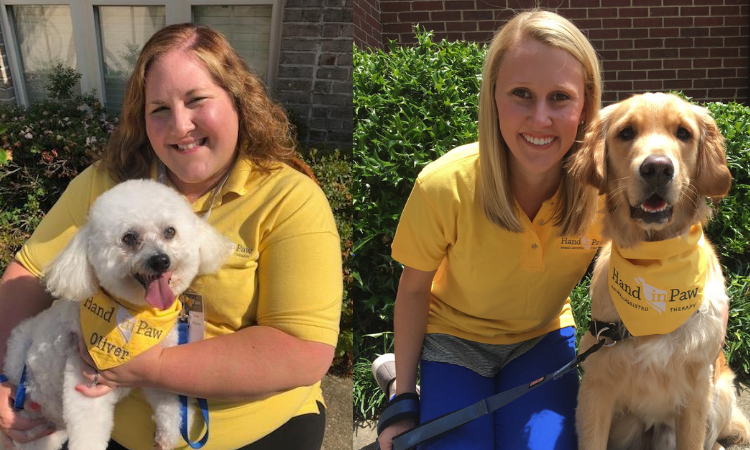 Kay Guess and her dog Oliver, Melanie Lipford and her dog Ollie