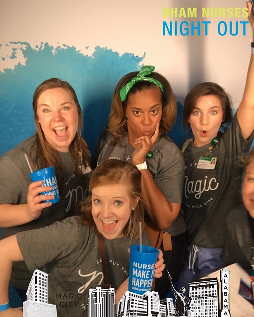 Four nurses posing together during Nurses Night Out event