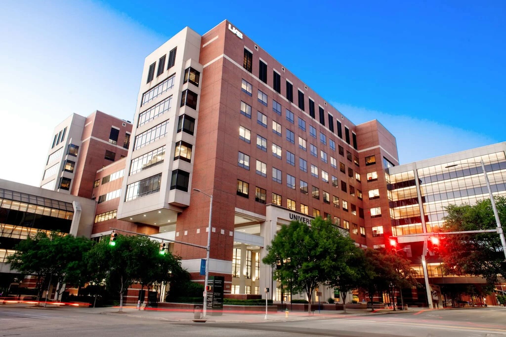 Exterior shot of UAB Hospital in the daylight